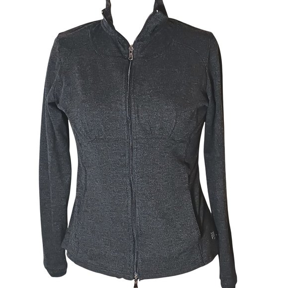 Everlast Athletic Womens Full-Zip Mock Neck Jacket in Charcoal Gray, Size L - Picture 2 of 13